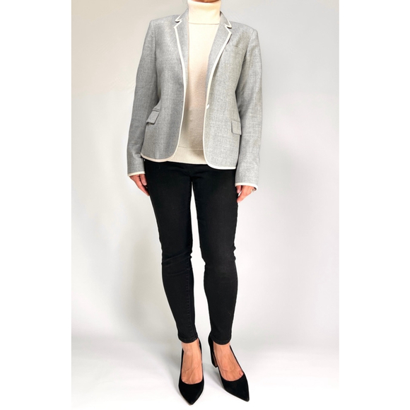 Theory Womans Blazer Wool Blend Gray Cream White RN 98406 - Picture 13 of 13